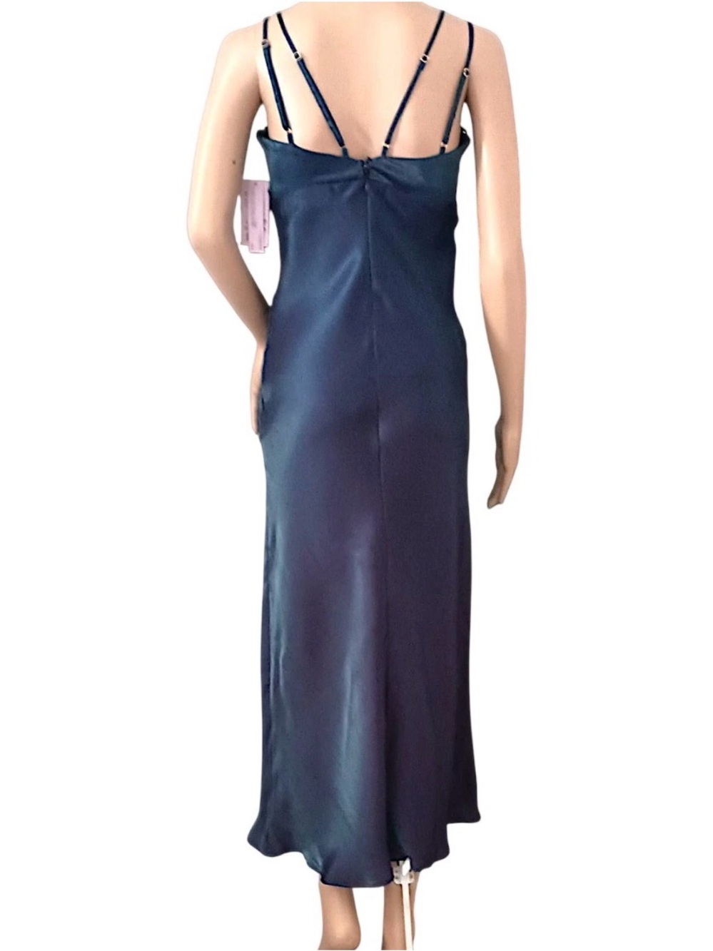 🌸Wild Fable Iridescent Dress XS Satin Slip Midi Blue Y2K 90s Spaghetti Strap NWT - Picture 4 of 12